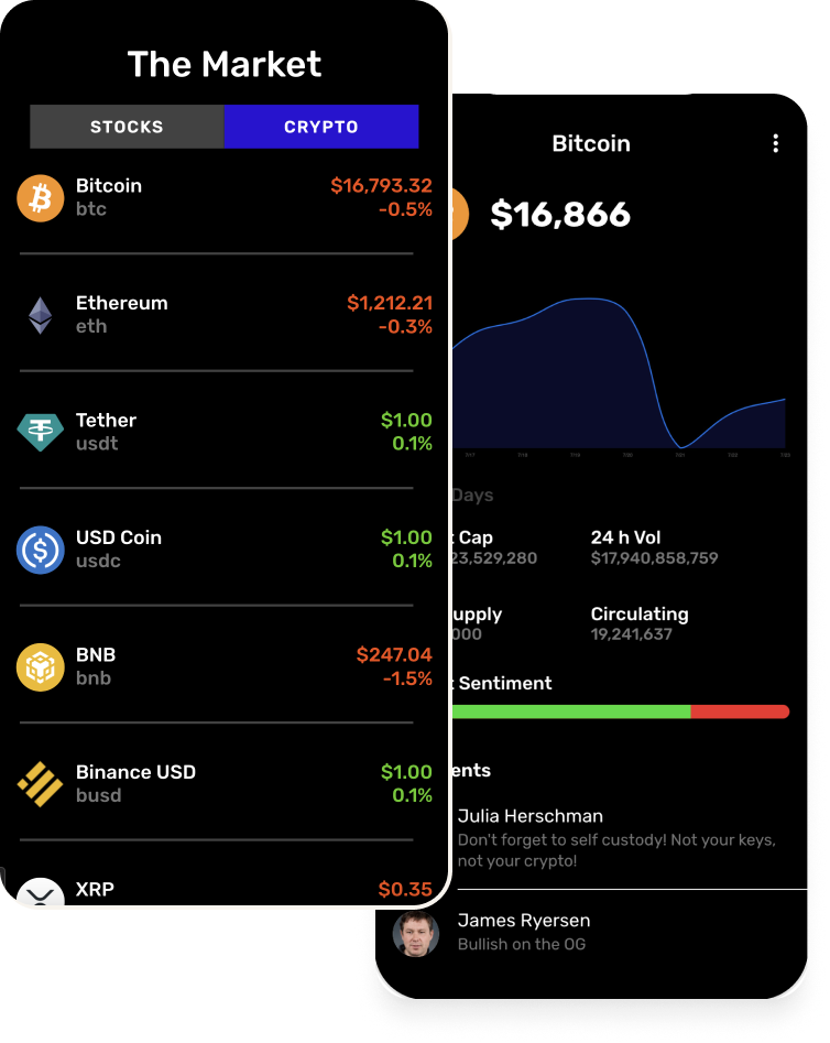 Crypto and stock mobile app