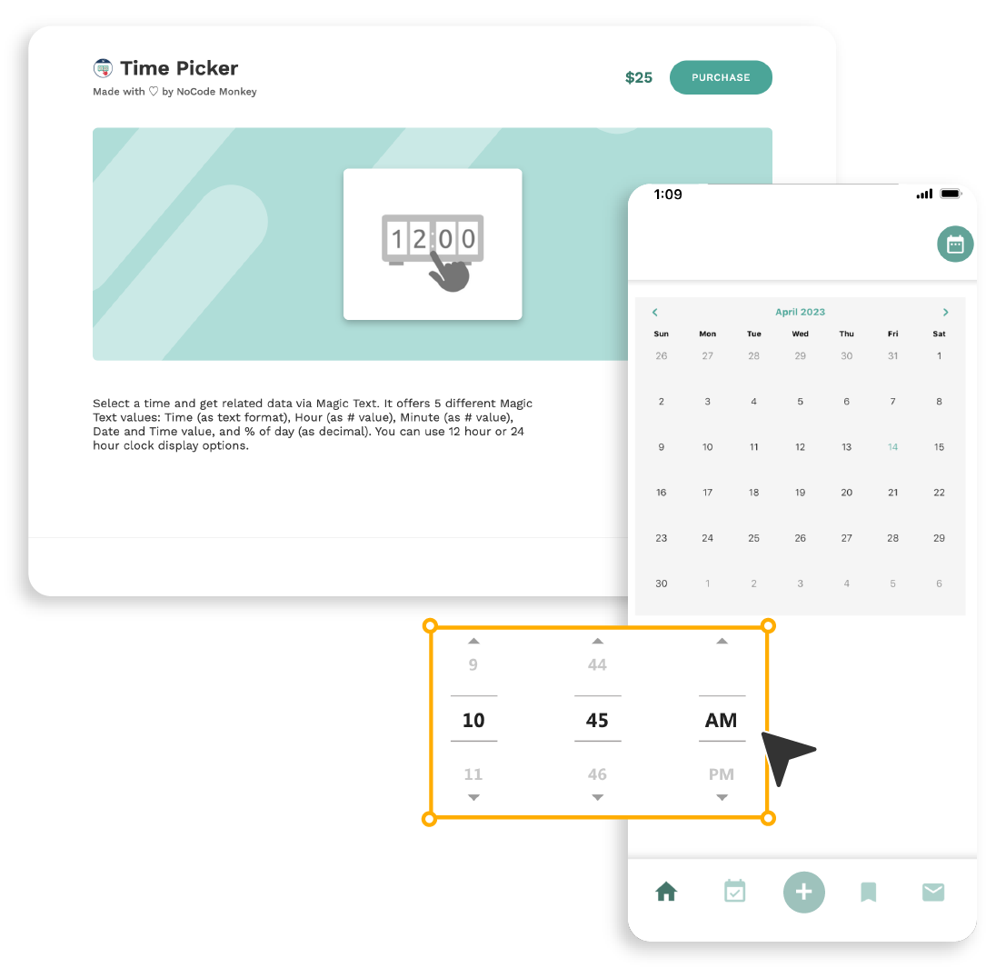 Date and time components that use Magic Text